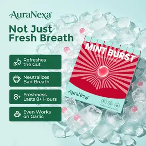 AuraNexa Edible Perfume Candy Watermelon Mint | 0 Sugar & 0 Calories | 8H+ Long Lasting Fresh Breath | 3X Cooling Mint Burst | Multi-Probiotics for Gut Balance & Root-Cause Odor Elimination | The Ultimate Kissing Hack for Couples
