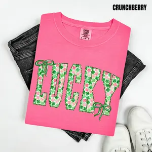 Preppy Lucky Shamrocks Comfort Colors T-Shirt 'NLB'