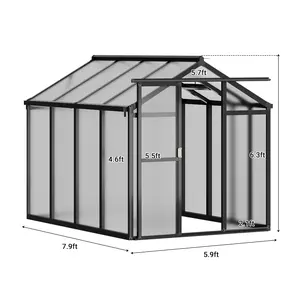 Large Aluminum Walk-In Greenhouse with Heavy-Duty Polycarbonate Panels, Roof Vent, Commercial Sliding Doors – Easy Assembly Outdoor Sun Room – Green Frame