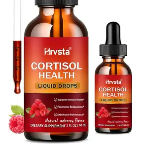 Hrvsta Cortisol Supplement Liquid Drops with Magnesium Complex Rhodiola Rosea L-Theanine Ashwagandha for Balanced Hormone Balance and Mood Support 2 Pack 1 Fl Oz Natural Raspberry Flavor