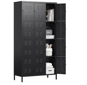 Letaya Metal Lockers for Employees 12-Door 15-Door 18-Door Storage Locker with Shelves Lockable Steel Cabinet for School Gym Office Staff Large Space All-Steel Construction Multifunctional Design Easy Assembly