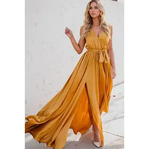 Surplice Tie Waist Maxi Dress