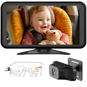 1080p Car Seat Camera with 4.5'' HD Display Night Vision 3X Zoom 360° Adjustable Monitor Function View in Rear Facing Seat Display Baby Pet