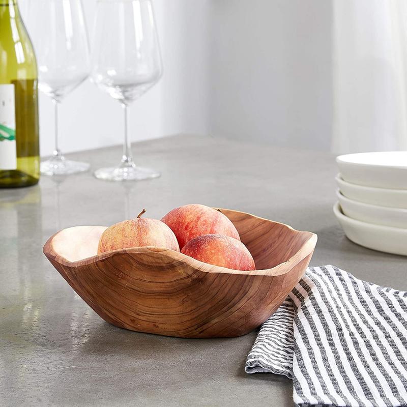 Hand Carved Root Wood Bowl: Rustic Salad, Fruit, or Decorative Bowl (6-8 inch)