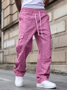 Men's Leopard Print Cargo Trousers, Casual Street Style, Versatile Men's Pants, Four-Season Wear, Comfortable and Stylish, Casual Loose Pants, Streetwear