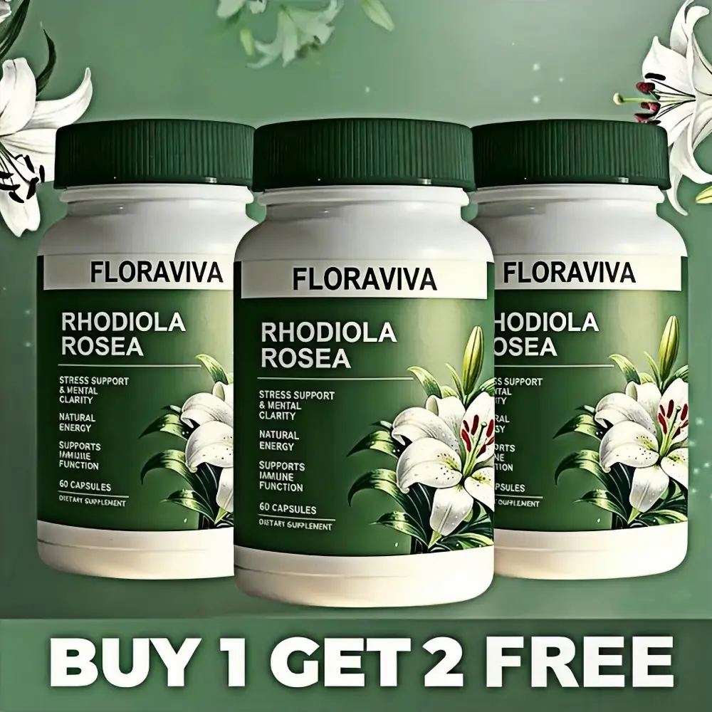 [BUY 1 GET 2 FREE] Limited time sale, 3 Bottles Halal Safe Rhodiola Rosea Extract Adaptogenic Capsules (500mg) - Natural Herbal Capsules, Botanical Extracts Focus Fuel, Vegetarian Stress Calm Energy Support, Easy Daily Use Format