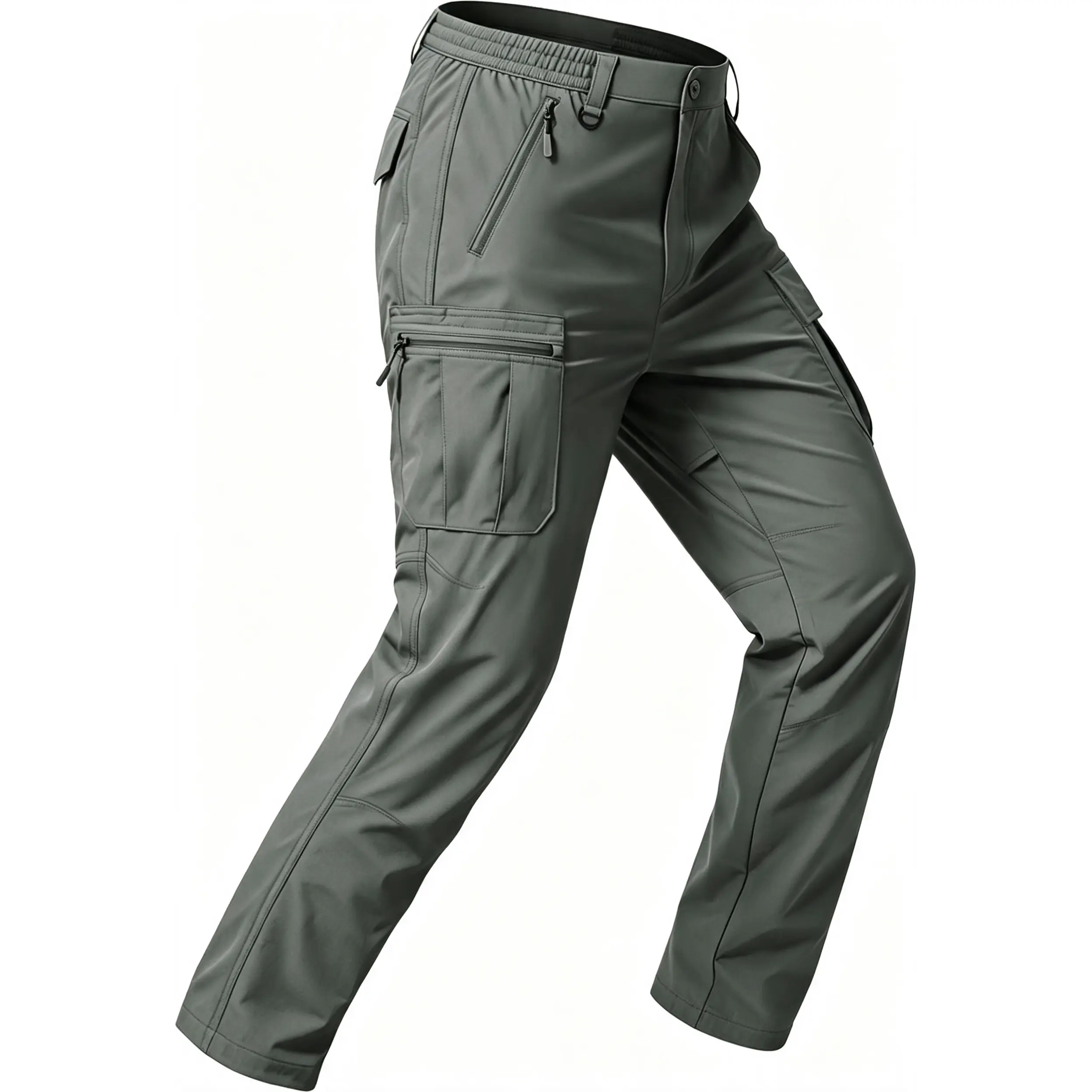 Men's Lightweight Elastic Fabric Nylon Hiking Cargo Pants - Quick Dry, Breathable, Waterproof, Stretch - 6 Pockets for Casual Travel Menswear Outdoor