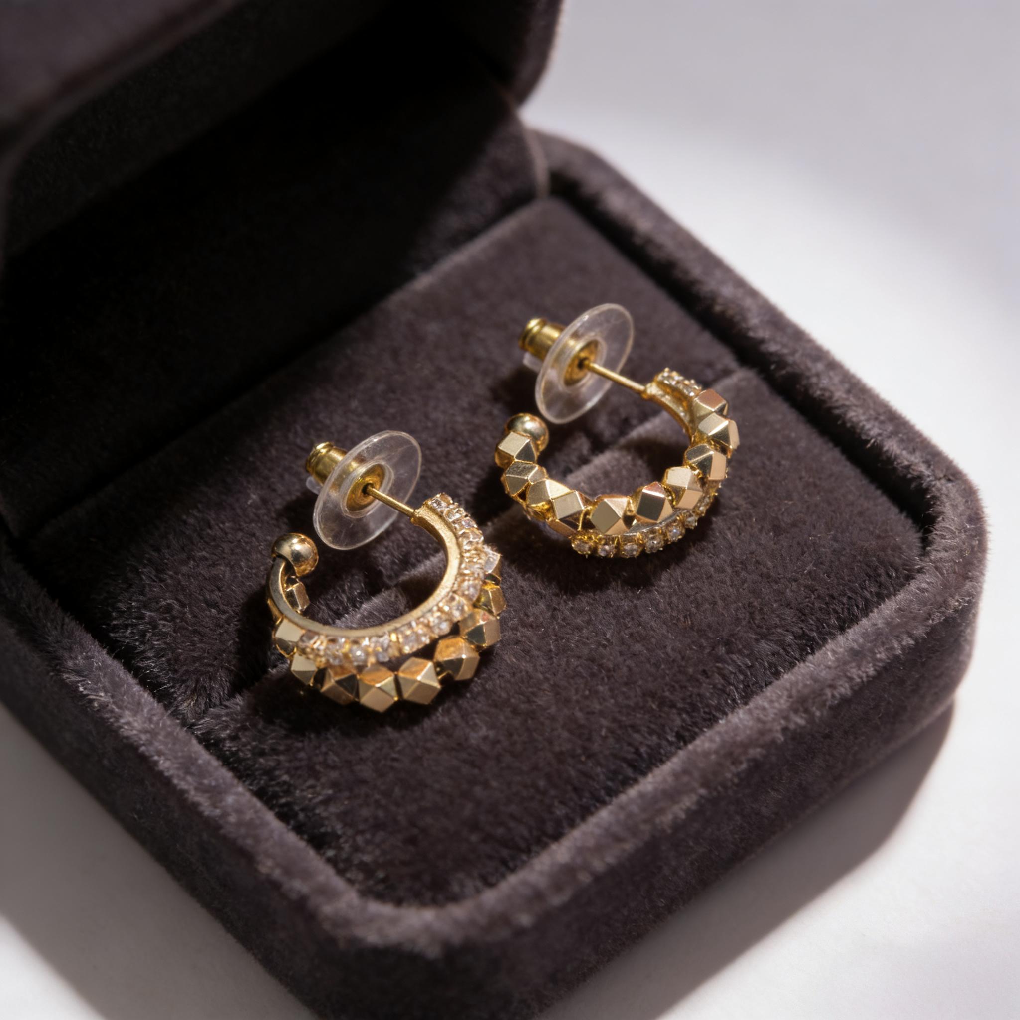 18K Gold Plated Geometric Hoop Earrings for Women - 925 Sterling Silver Post, Waterproof & Tarnish-Resistant, Sparkling Cubic Zirconia Statement Hoops, Lightweight Hypoallergenic Fashion Jewelry Gifts