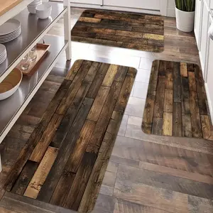 Kitchen anti slip carpet floor mat set, retro floor pattern kitchen anti fatigue floor mat, flannel anti slip kitchen carpet floor mat, for kitchen, living room, Home Decor Rugs, Farmhouse Kitchen Rugs, Kitchen Area Rug