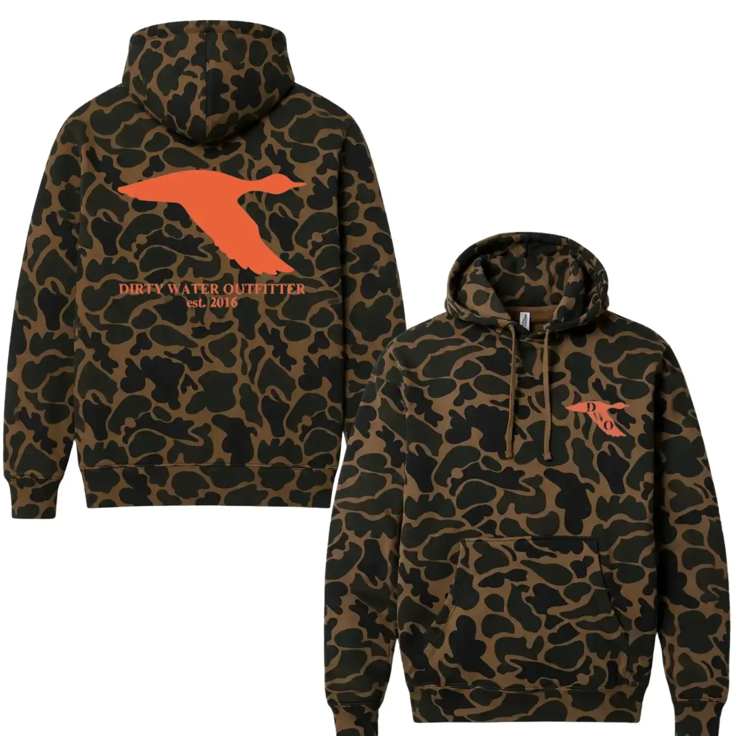 DWO Orange Neon Old School Men And Women, Mossy Oak Bottomland Camo Hoodie, Duck Camo Shirt, Camo Hunting Hoodie, Unisex Fashion Top, Trendy 3D Hoodie, Streatwear Hoodie, Gift For Her