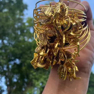 Gold and Silver Texas Western Rodeo Charm Inspired Bangle Bracelet