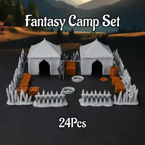RPG Terrain Models Fantasy Camp Set for DND Miniature Tabletop Games, Explorer Encampment and Adventurer Base Scene Accessories for TTRPG Role Playing Adventures, Collectible Game Decor and Creative Gift for Dungeon Masters