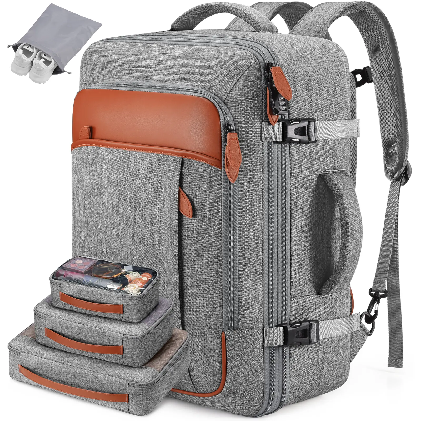 UKEIN 42L Travel Backpack for Men & Women, High Capacity Carry-On for School with Durable Fabric, Breathable Mesh Straps, Carry Handle, Shoe Pocket & 17-inch Laptop Compartment, Back To School Backpack, Durable Fabric Backpacks tiktokshopbacktoschool