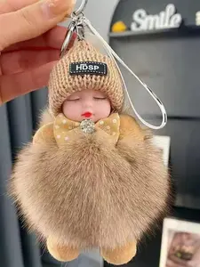 1pcs Vibrant Color, Luxurious Soft Plush, Cute Sleeping Plush Doll Keychain Pendant, Ideal Gift For Backpack Or Car Key Car Accessories Bag Charm Backpack For School