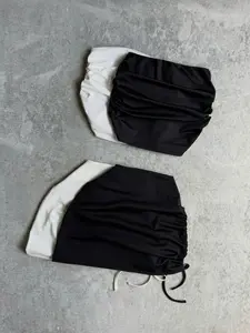 Women's Fashion Comfortable Casual Halter Top Set, Adjustable Length Fitted Bodycon Skirt, 4 Piece for Daily Wear Womenswear