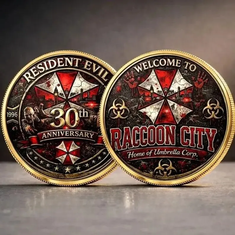 Resident Evil 30th Anniversary Commemorative Coin, Umbrella Corps RE Collectible Coins, Video Game Lover Gift, Gamer Keepsake