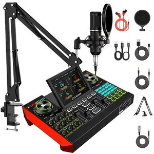 G10-bm800 External DSP Sound Card with Noise Reduction, Voice Changer & Audio Mixer for Phone, PC Live Streaming & Karaoke, Full Accessories Kit