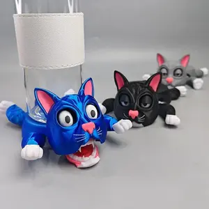 3D Cat Design Cup Holder, 1 Count Cartoon Cat Design Coaster, Heat Insulation Cup Mat, Table Decoration for Home Office, Kitchen Coasters