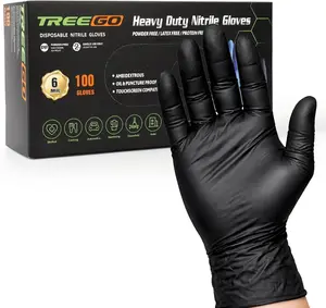 6 Mil Black Nitrile Gloves Large – Duty Disposable Latex & Powder Free, Chemical Resistant, Textured Grip for Industrial, Mechanic, Food Handling – 100 Count