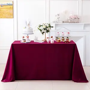 Elegant Wine Rectangular Tablecloth, Velvet Texture, Wrinkle-Resistant, Ideal for Weddings and Parties, Multiple Colors Available