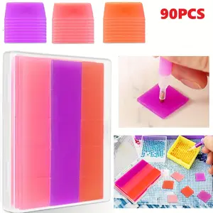 90 Pcs Diamond Painting Art Wax Refills for Diamond Art Dots Accessories, Colorful DIY Putty Glue and Wax for Diamond Art Embroidery Accessories with Storage Box, Diamond Art Tools