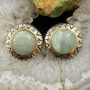Carolyn Pollack Vintage Southwestern Style Sterling Silver Aquamarine Stud Earrings For Women