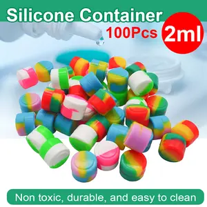 100Pcs 2ML Nonstick Silicone Container Non-stick Oil Wax Storage Box Silicone Jar Travel Face Cream Liquid Ointment Container