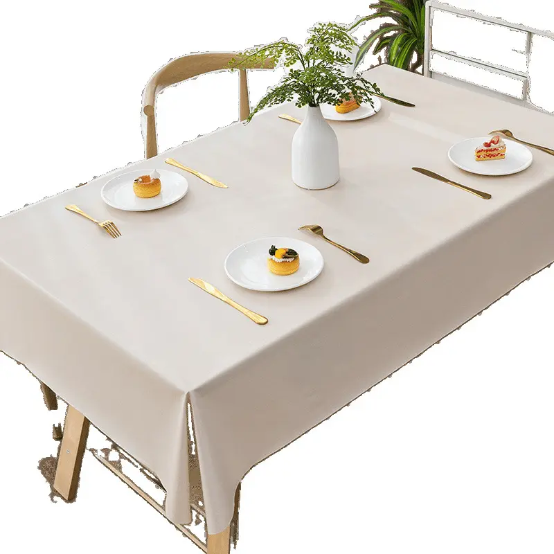 Minimalist PVC Tablecloth with PVC Surface - Multi-Size Waterproof Kitchen Linen Mat, Solid Colors, No-Wash Design for Dining & Coffee Tables, Factory-Supplied, Limited Stock