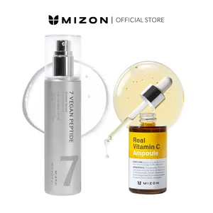 MIZON 7 Vegan Peptide & Vitamin C Booster Set  –  7 Peptides + 19% Pure Vitamin C Ampoule, Hydrating & Antioxidant Serum,  Radiance Improvement, Synergy Set  | Korean skincare