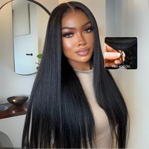 【Zero Slip】UNice All Day Secure Glueless Yaki Straight Wig Pre-cut 7x5 HD Lace Closure Human Hair Wigs with Drawstring Narural Hairline Beginners Friendly Put On and Go summer wig