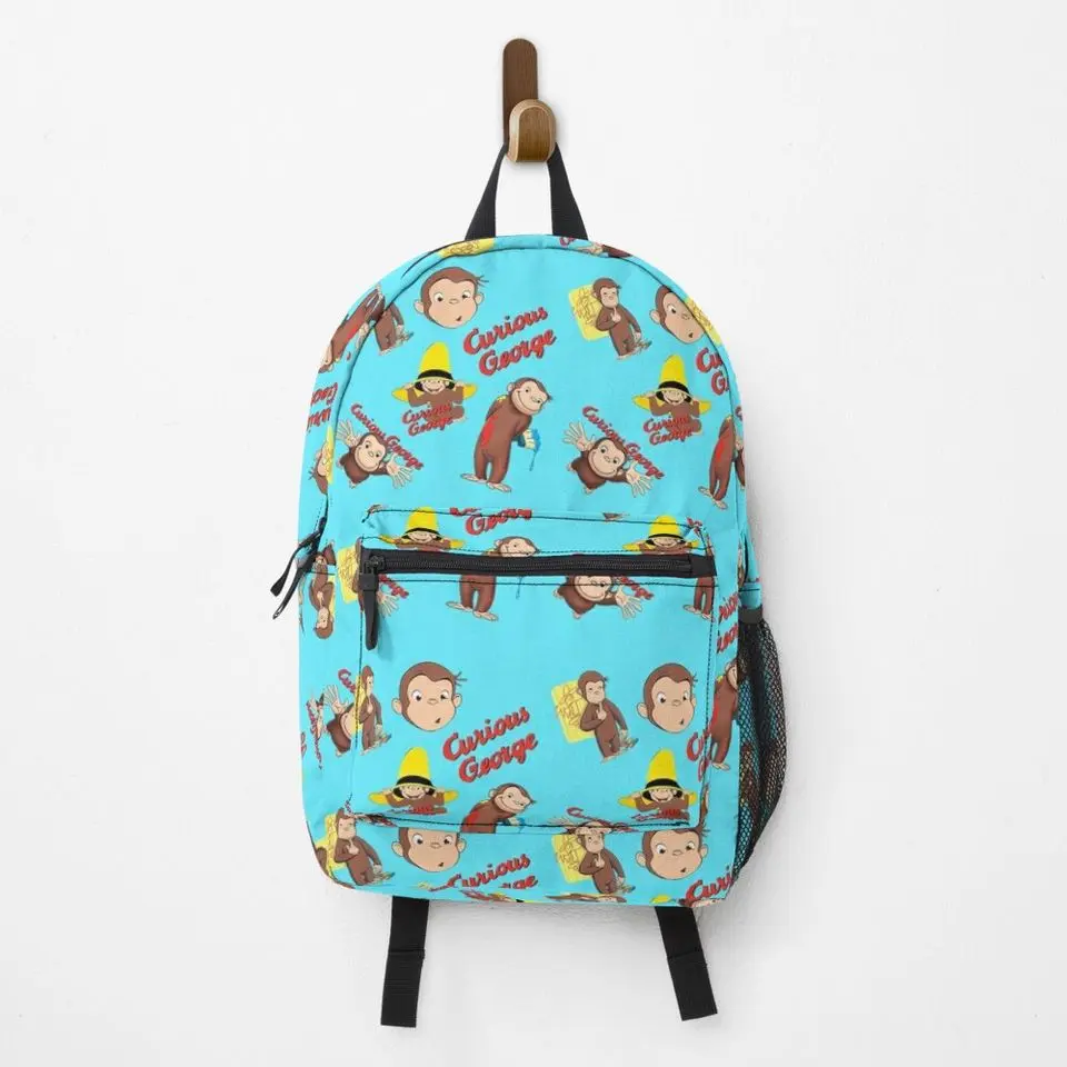 Curious George Collage Backpack Ver 2, Cute Monkey School Backpack,Travel Bag, Lightweight Casual Daypack, Fun Gift