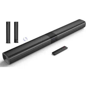 Sound Bar for Smart TV, 100W Soundbar with Crystal-Clear Vocals and Bluetooth 5.3/TV-ARC/Optical/AUX Input, 2 in 1 Detachable Surround Sound System for TV/PC/Gaming/Projectors