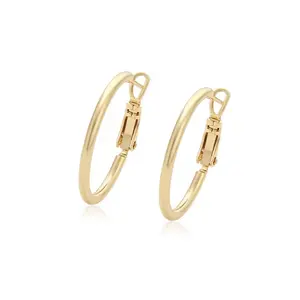 Simple fine hoops earrings gold plated 24 k 2 cm diameter