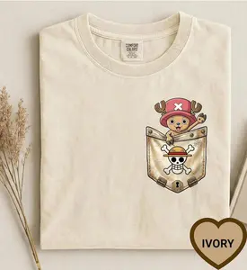 OP Chopper Pocket Comfort Colors Shirt, Vintage Anime T Shirt, Cute Treasure Chest Tony, Gift for Pirates King Strawhat Anime Mange Fans Her Him