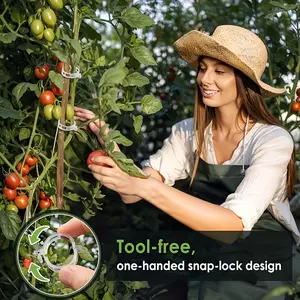 200pcs Garden Plant Supplies Vine Clips for Climbing Vegetables & Flowers, Durable Plastic Tomato Clips for Vine Plants, Cucumbers, Pumpkins, 1 Inch Inner Diameter