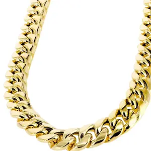 Men's Semi Solid Miami Cuban Link Chain - 20INCH +5.5MM 10K Gold