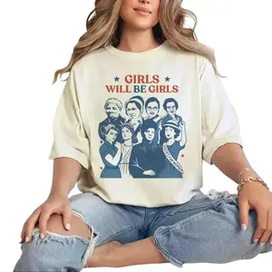 Girls Will be Girls Shirt, Patriotic Feminist 4th of July Tee, Strong American Women Sweatshirt, Independence Day Gifts, Women's Empowerment Hoodie