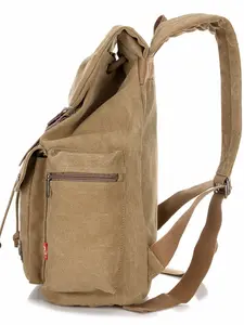Canvas Backpack, Casual Plain Color Backpack for Women & Men, Vintage Style Backpack for School & Travel