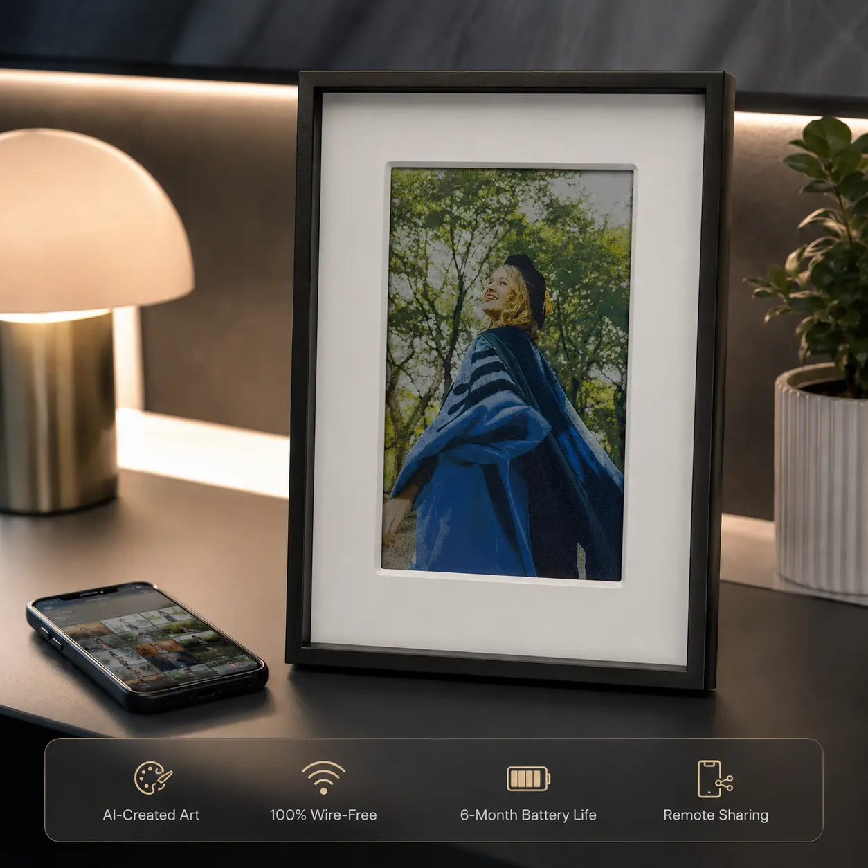 KoKonna AI E-Ink Art Frame, 7.3'' Smart Digital Art Frame, App-Controlled Wall Art Decor, Unique Father's Day Gift for Dad, Funky Home Decor Accessory