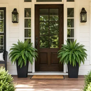 2-Pack Large UV-Resistant Artificial Boston Ferns, Full Lush Fake Greenery Bushes for Porch Planters, Hanging Baskets, Home Decor (Patio & Balcony Use)