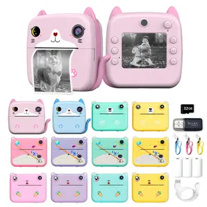 Children Instant Camera, Instant Print Camera, 2.4 Inch Screen, 1080P HD Photography, Includes Memory Card, Reader, Data Cable, Birthday Gift, Ages 3-12