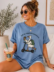 Comfort Colors Off to Regulate Emotions TShirt, Mental Health Teacher T-Shirt, SEL Counselor Gift, Funny Duck Tee -DarkFlex