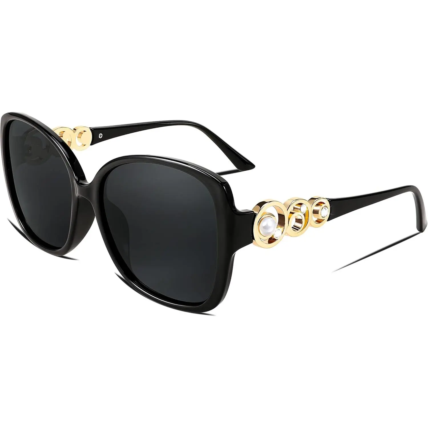 Oversized square frame pearl sunglasses FEISEDY Women main image 2