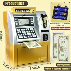 Christmas ToysSmart ATM Piggy Bank Toy  Featuring Debit Card, Bill Feeder, Coin Recognition, and Balance Calculation Functions in a Digital Savings Safe