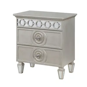 Silver 2-Drawer Nightstand
