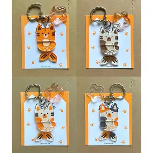 [NEW] Playful Cat Fish Keychain – Swinging Acrylic Charm for Bags & Keys