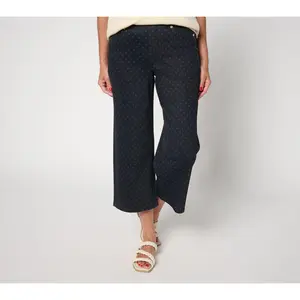 Denim & Co. Regular Comfy Knit Air Star Print Wide Leg Jeans