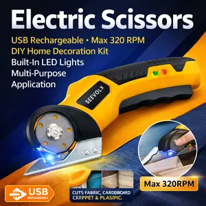 USB Rechargeable Electric Scissors With Precision Blades For Fabric Leather Paper And Thin Plastic Lightweight Cordless Cutting Tool For Sewing Crafting And DIY Projects