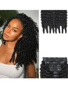 Burmese Curly Clips In Hair Extensions Natural Color Brazilian Human Hair 1 Set 8 Pieces For Women Clip In Curly Wave Human Hair Extension Glueless Clip In