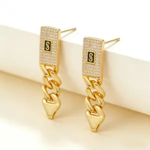 Elevate every gifting moment with our stunning S Cuban Chain Earrings! Ideal for Mother’s Day, graduation, bridesmaids, hip hop lovers, or a sweet "just because" surprise. These iced-out 18K gold S logo earrings are the ultimate choice.